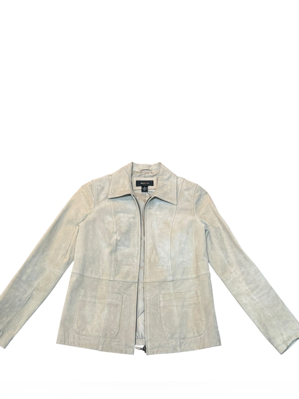 Vintage Style&co. Women’s Genuine Suede Leather Jacket – Small – Beige Taupe